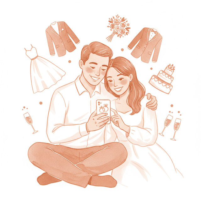 Couple planning their wedding